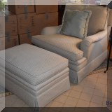 F29. Brunschwig & Fils club chair and ottoman. 33&rdquo;h x 33&rdquo;w x 38&rdquo;d 